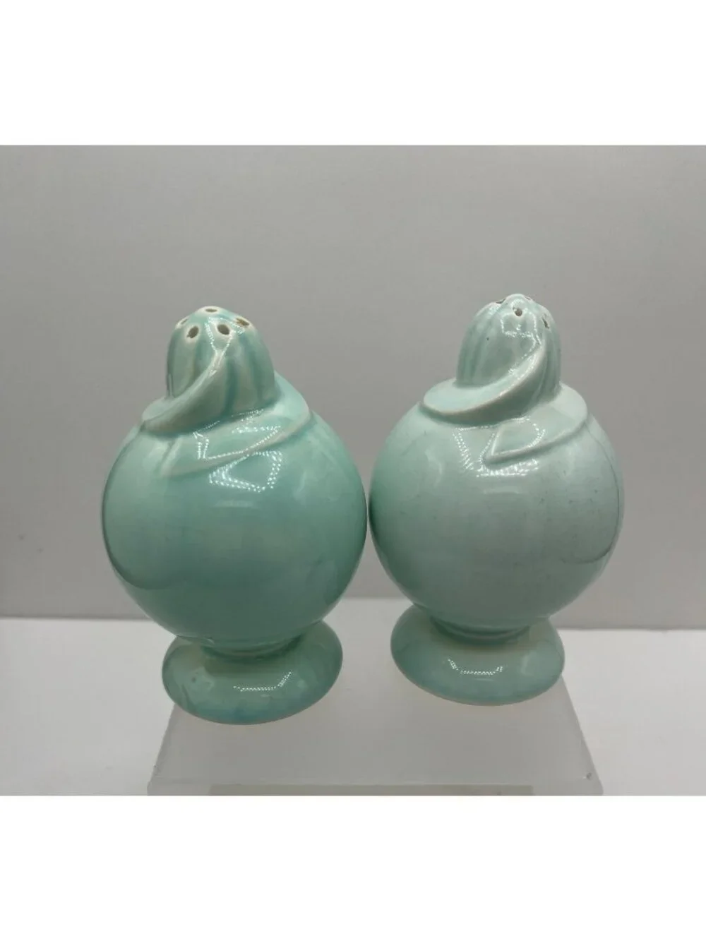 Luray Pastels Surf Green Salt & Pepper Shakers Vintage 1940s Taylor Smith Taylor